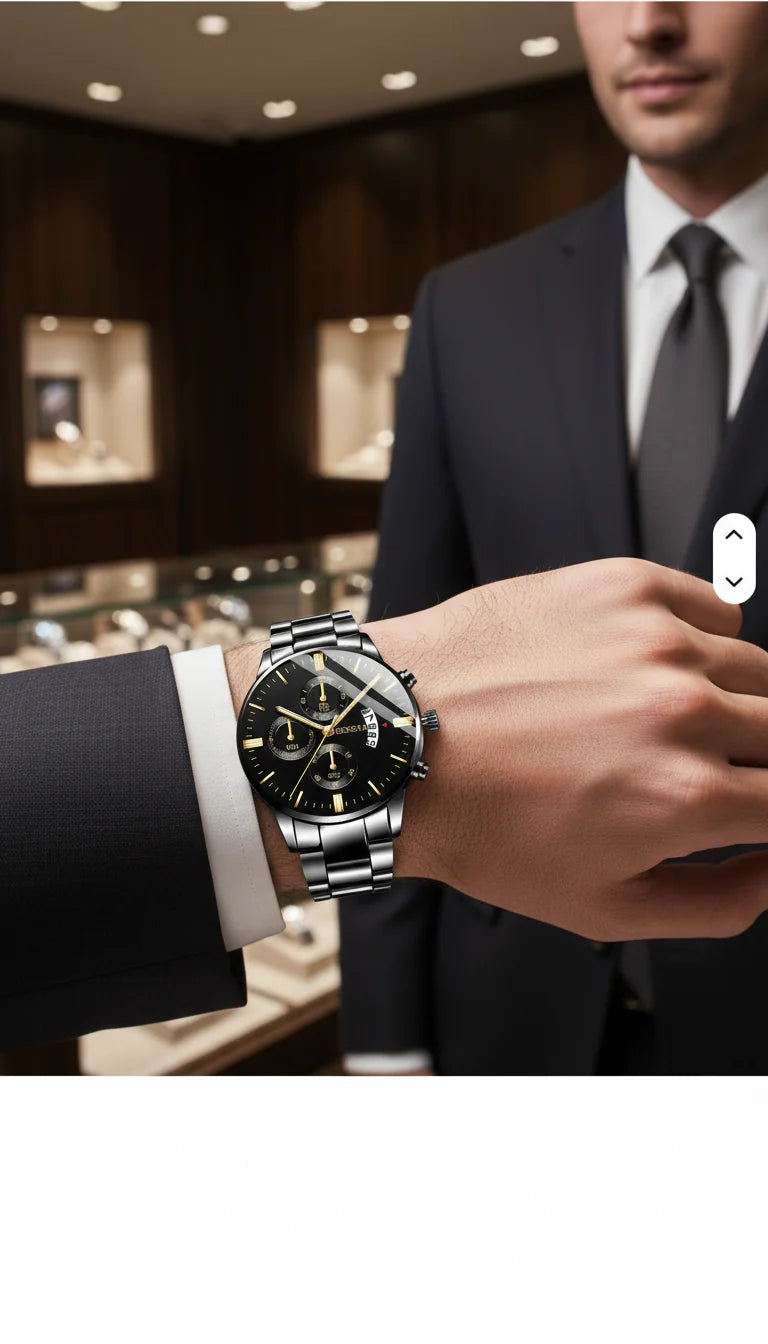 стилен часовник със златни акценти