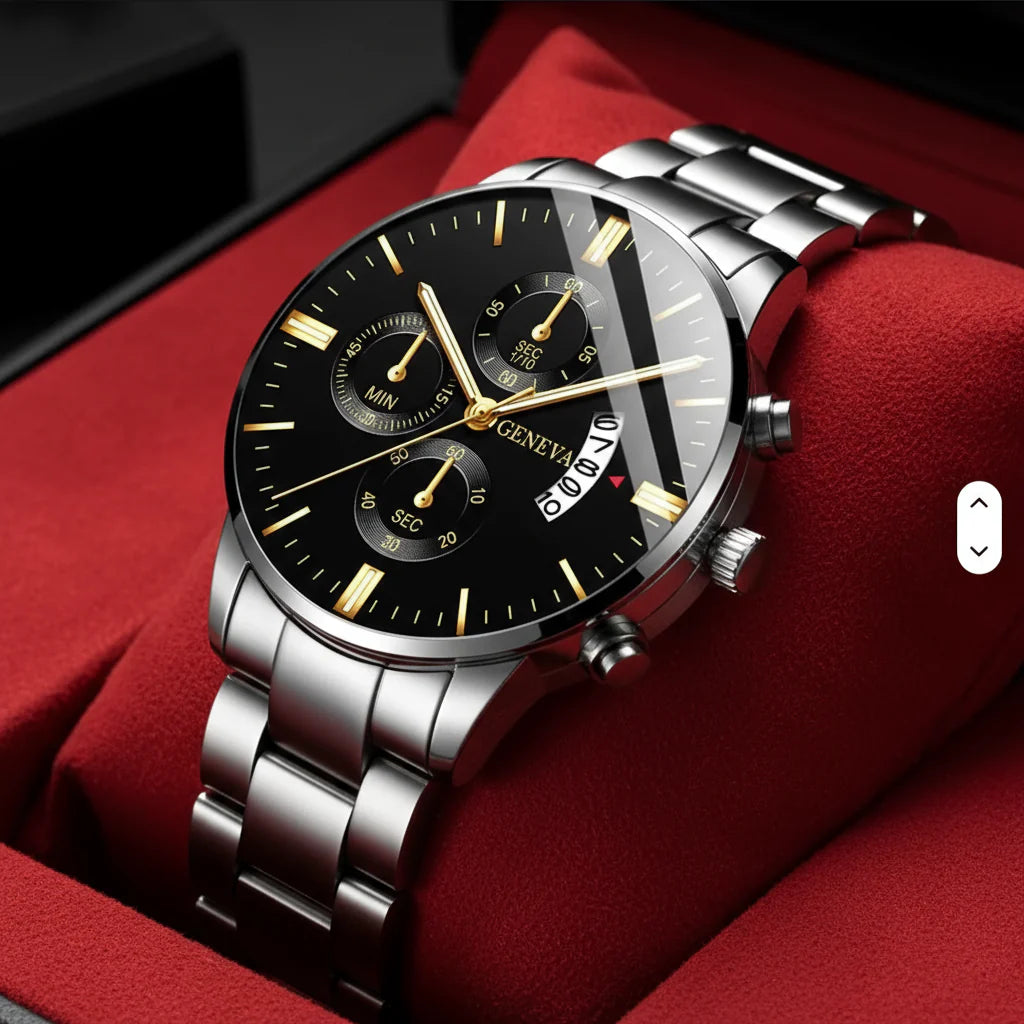 стилен часовник със златни акценти